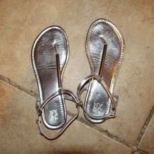 New York & Company Flat Sandals - Silver - Size 6